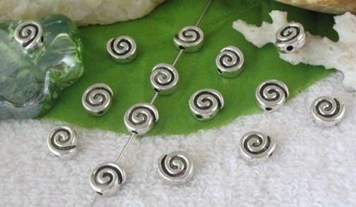 Spiral Flat silver spacer bead